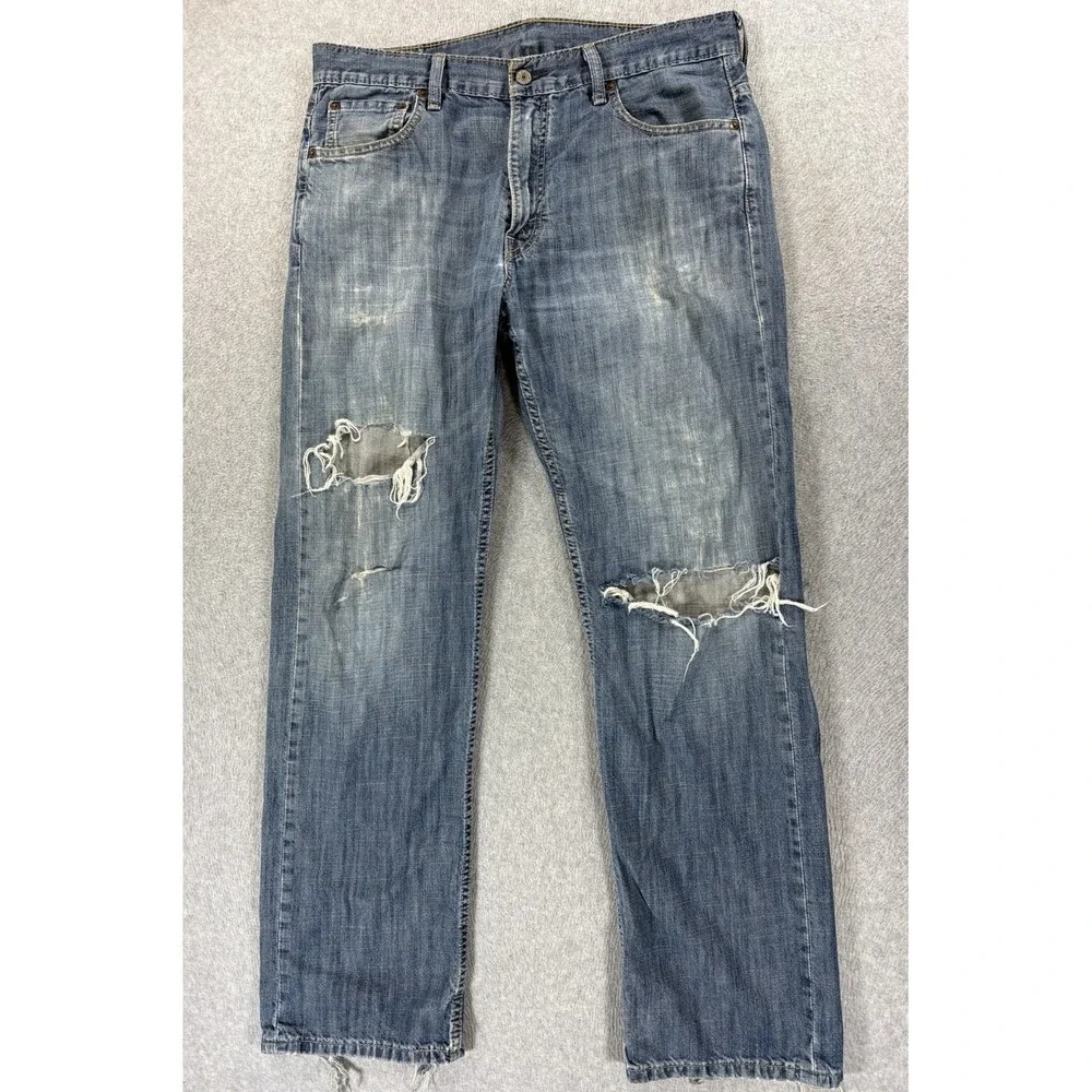 Levi's 569 Destroyed 5 Pocket Jeans (Men's 36x32) Blue